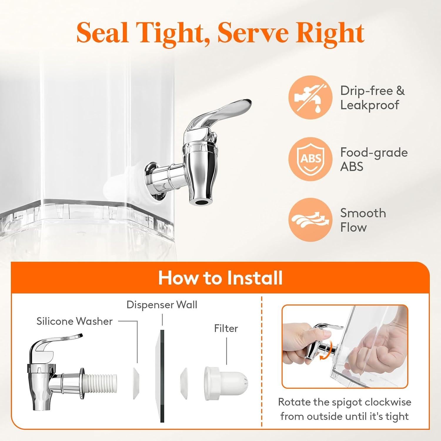 Lifewit 1 Gallon (128 OZ) Drink Dispensers for Parties 2 Pcs, 4L Plastic Beverage Containers with Stand for Juice/Tea/Soda/Water, Clear Ice Lemonade Dispensers with Lid & Leak-proof Spigot