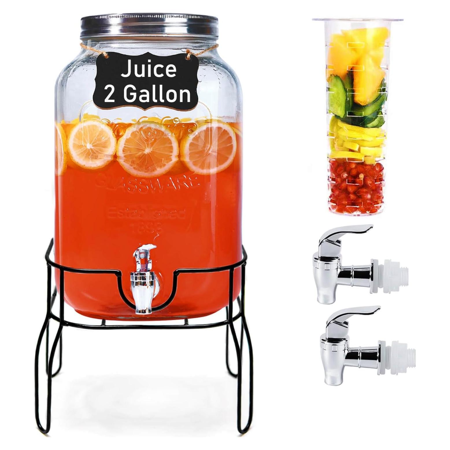 Dispensador de Bebidas de Vidrio Novellaire 2 Galones con Soporte