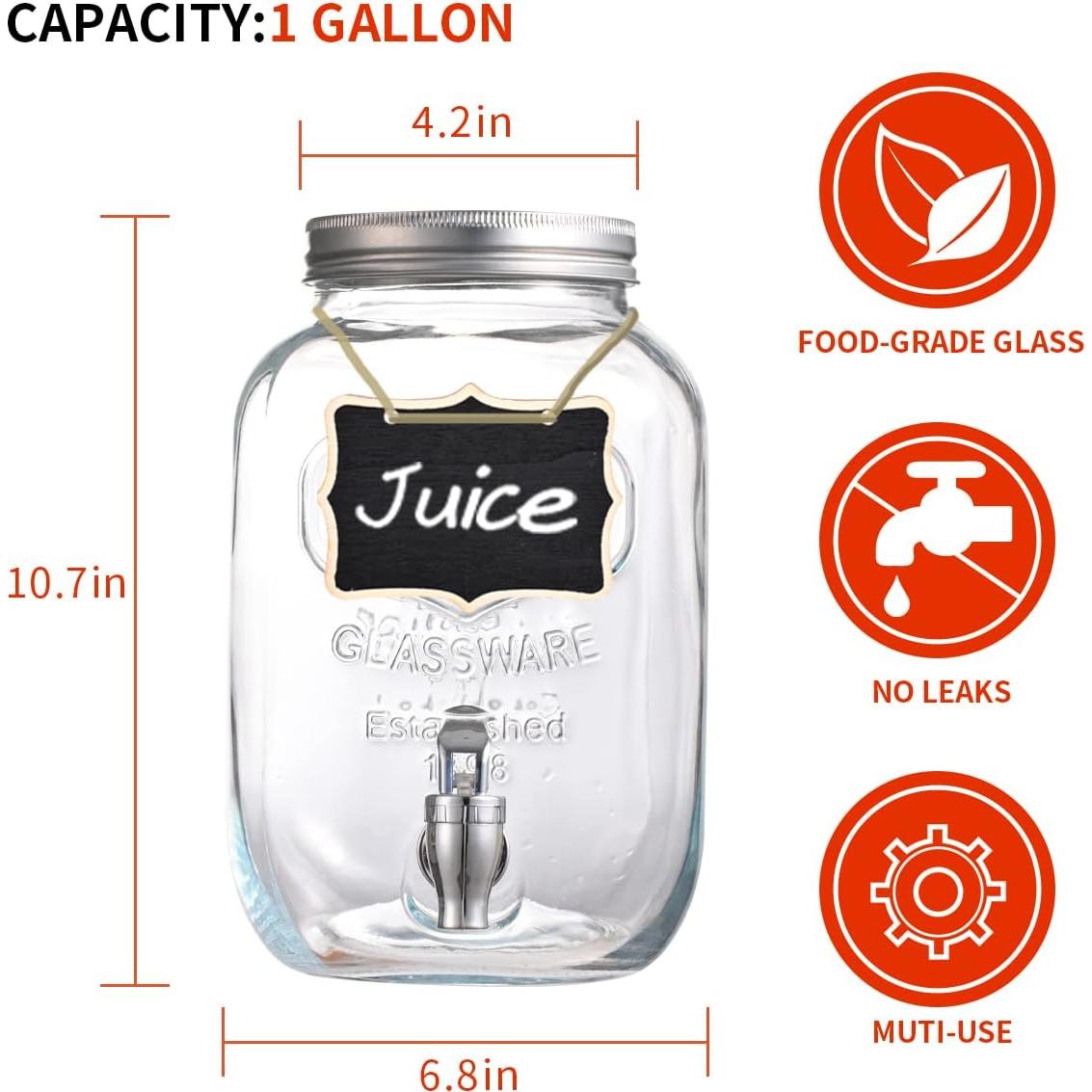 Dispensadores de Bebidas de Vidrio Eleganttime 3.78L - 2 Piezas