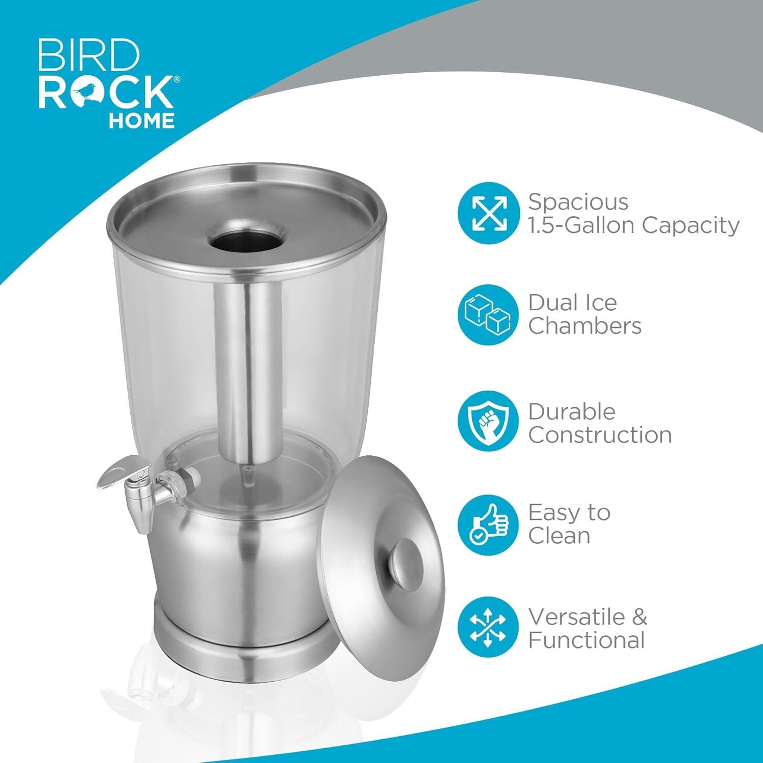 Dispensador de Bebidas Acero Inoxidable 5.68 Litros BirdRock Home