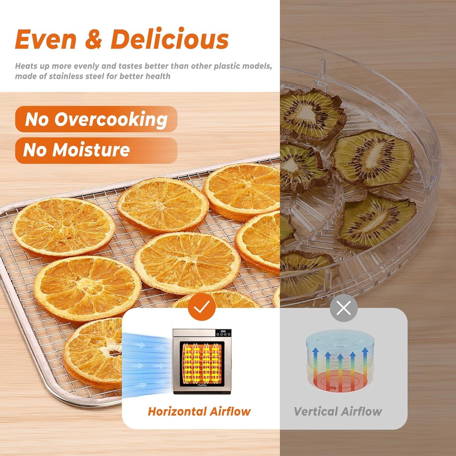 Deshidratadora de Alimentos Vassillias 5 Bandejas Acero Inoxidable 400W