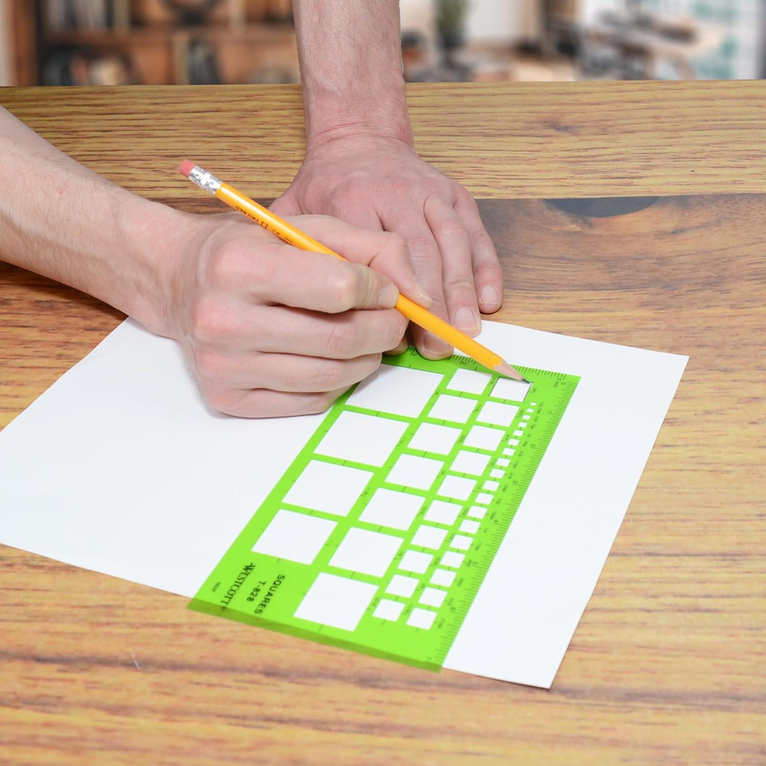 Plantilla Técnica Westcott T-828 Geométrica Plástico Verde