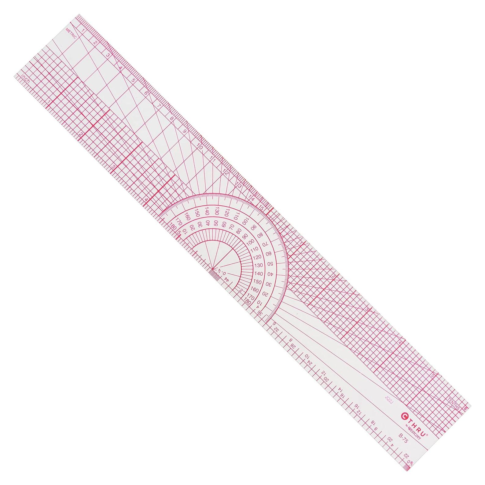 Regla de transportador biselado Westcott B-75 30.48 cm transparente