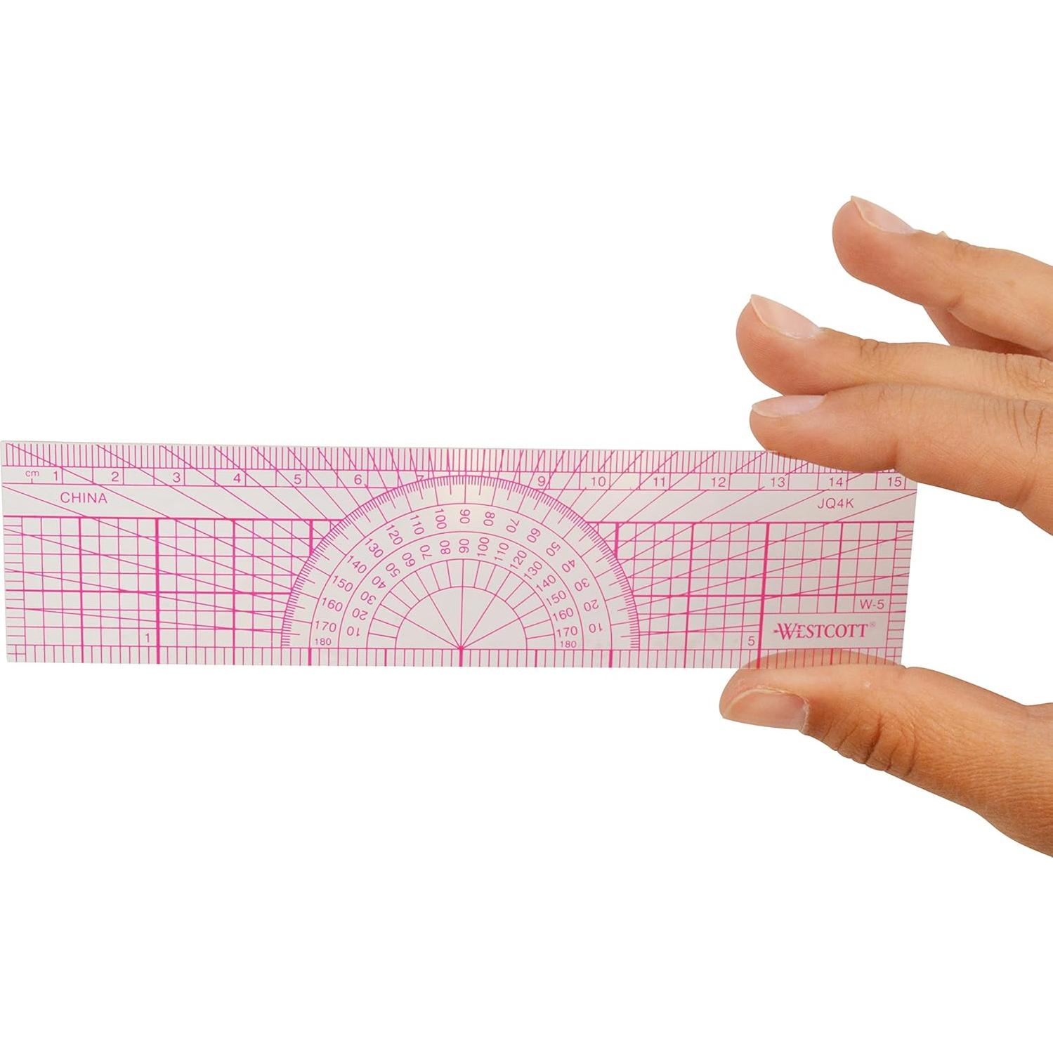 Protractor Ruler, 6", 15cm, Transparent (W-5)