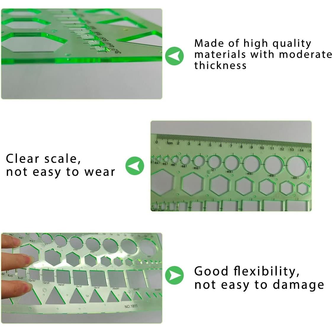 Plantillas de Dibujo Geométrico ZTEOFO - 2 Piezas 20x10 cm