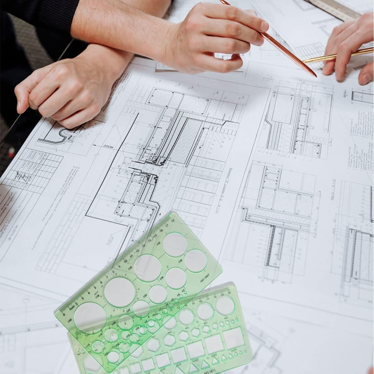 Plantillas de Dibujo Geométrico ZTEOFO - 2 Piezas 20x10 cm