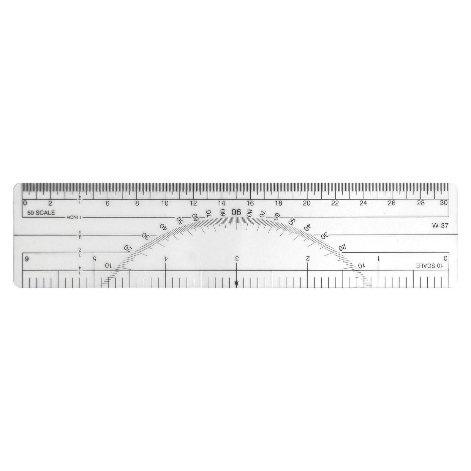 Westcott Protractor Ruler 6", 10ths, 50ths, Transparent (W-37)