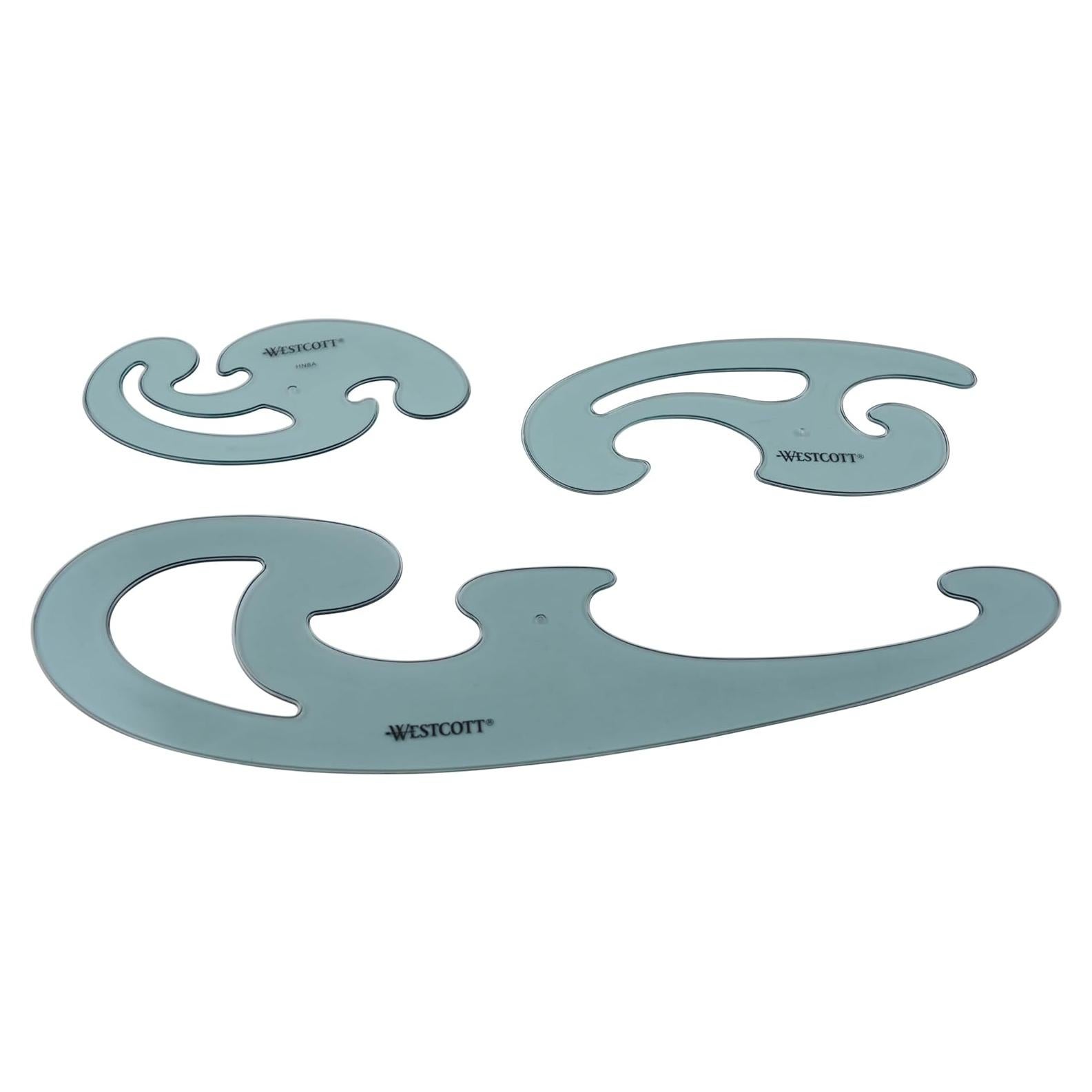 Juego de Curvas Francesas Westcott KT-8, 3 Piezas, Transparente