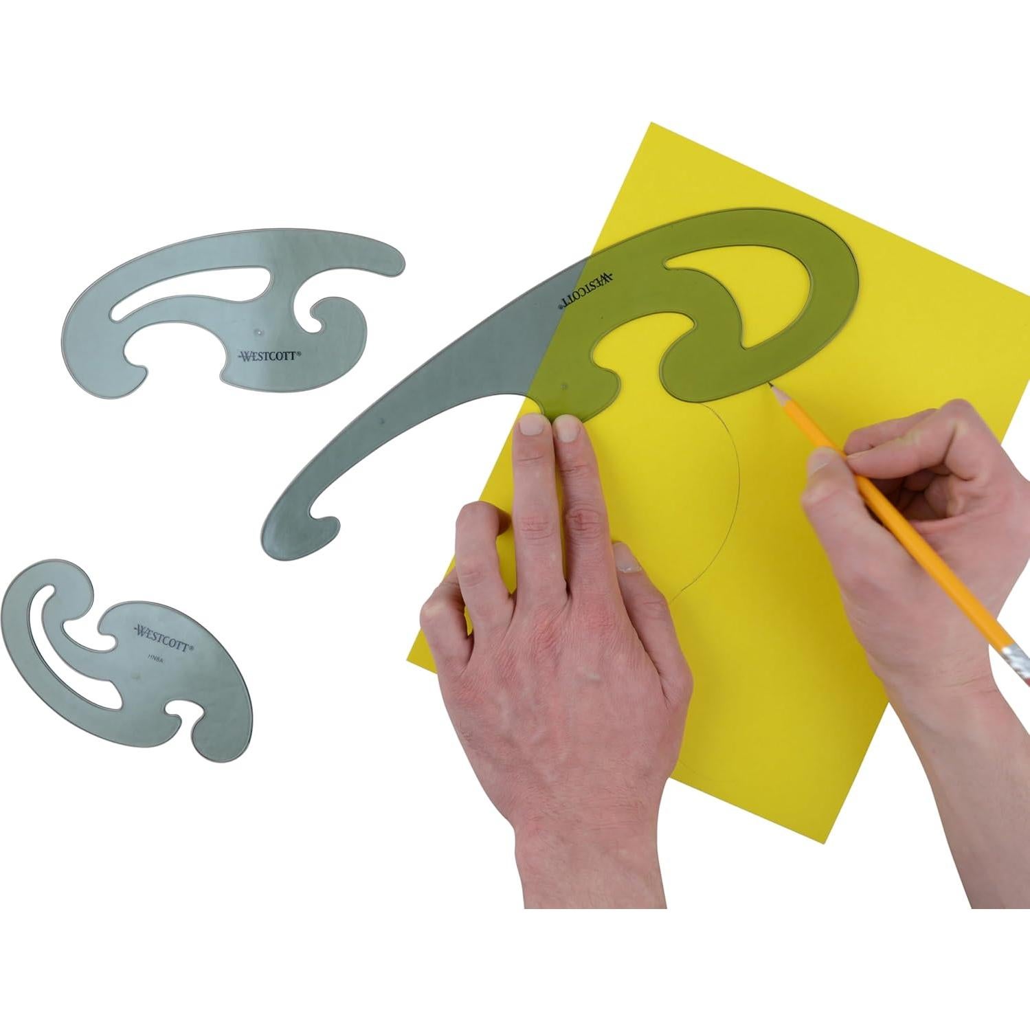 Juego de Curvas Francesas Westcott KT-8, 3 Piezas, Transparente