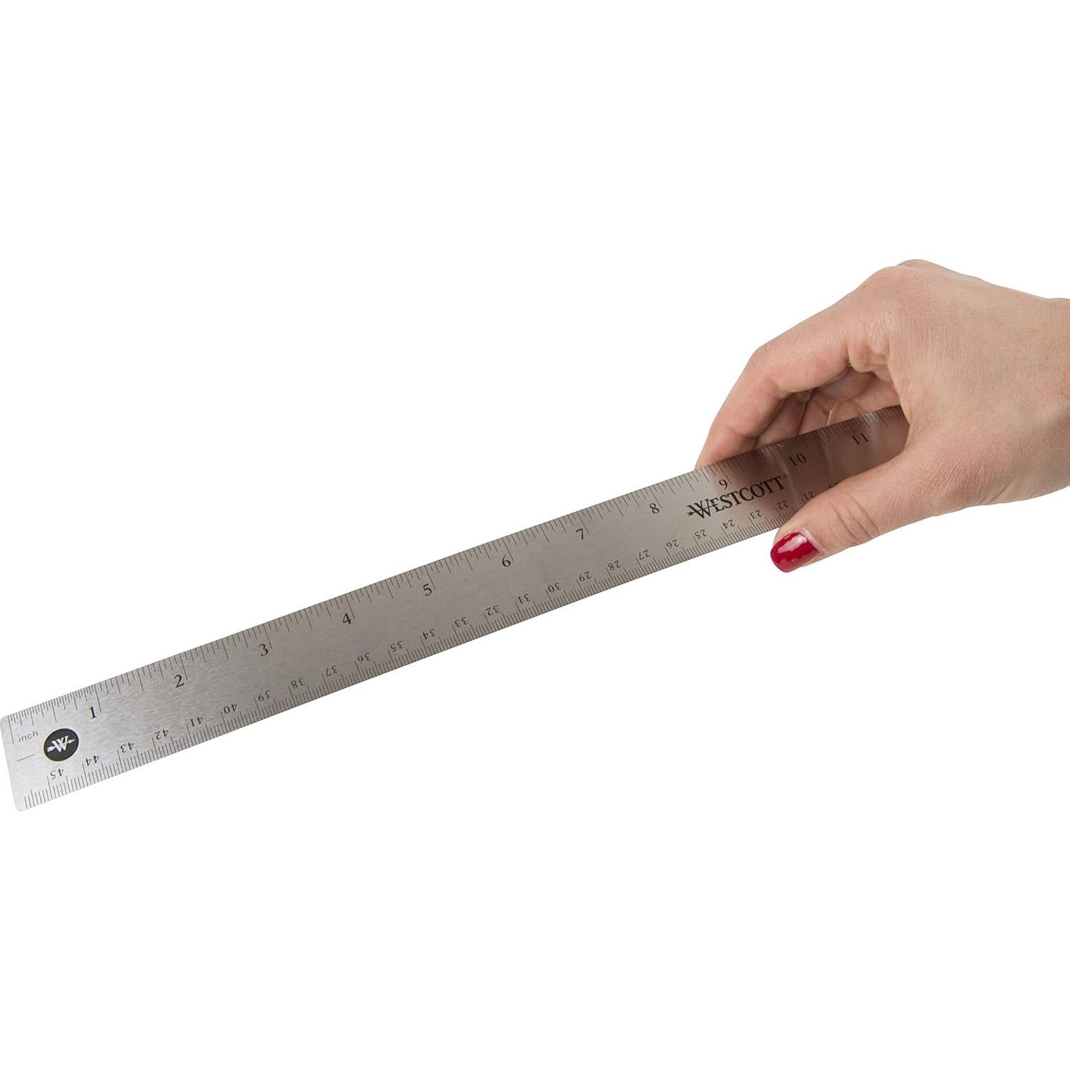 Regla de Acero Inoxidable Westcott 17144 con Base Antideslizante 46.5 cm - Paquete de 3