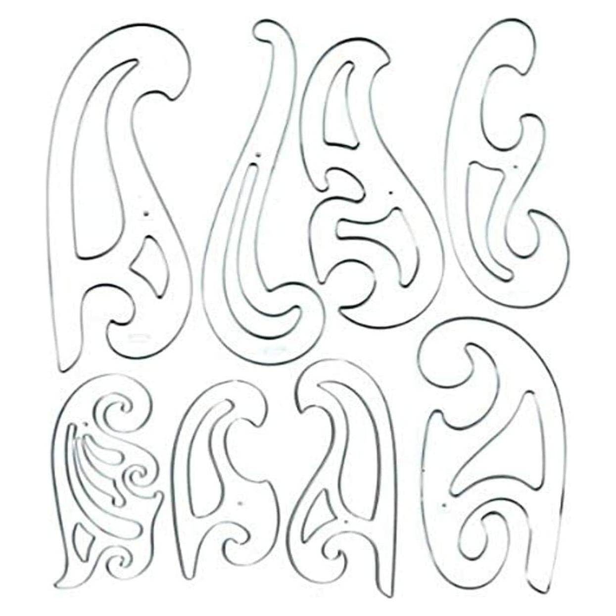 Plantilla Curva Francesa Westcott FC-8, Juego de 8 Piezas