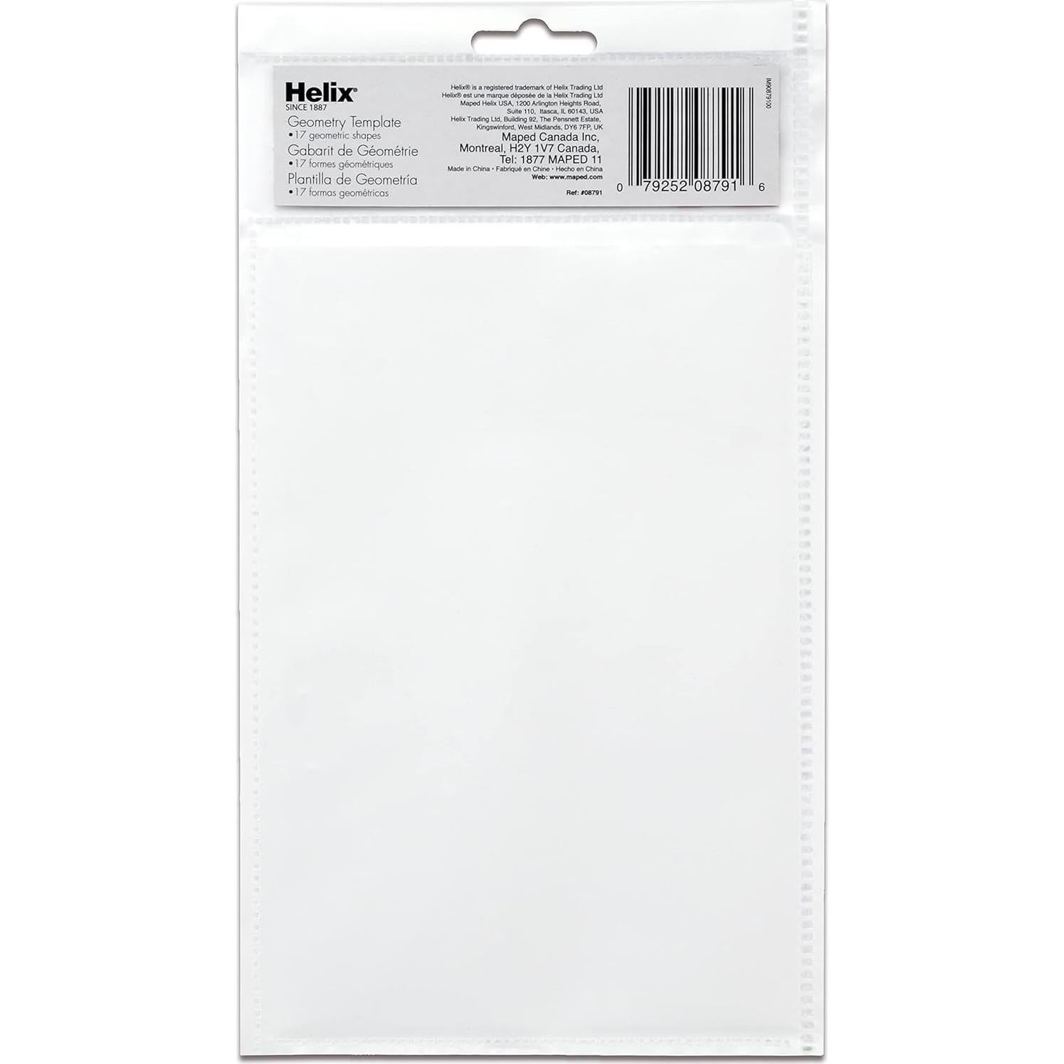 Plantilla de Dibujo Geométrico Maped Helix USA - 17 Formas - Regla 20cm