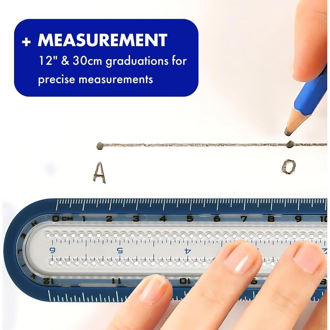 Helix - 2-in-1 Ruler - Integrated Circle Templates - Innovative Learning Tool - 12 Inch / 30cm (36001)