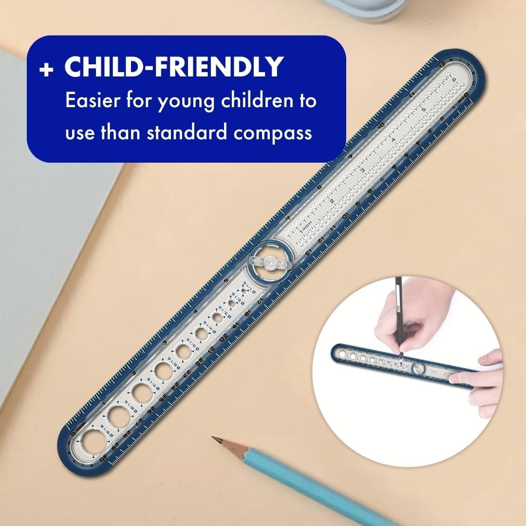 Helix - 2-in-1 Ruler - Integrated Circle Templates - Innovative Learning Tool - 12 Inch / 30cm (36001)