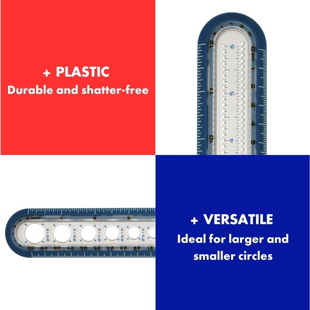 Helix - 2-in-1 Ruler - Integrated Circle Templates - Innovative Learning Tool - 12 Inch / 30cm (36001)