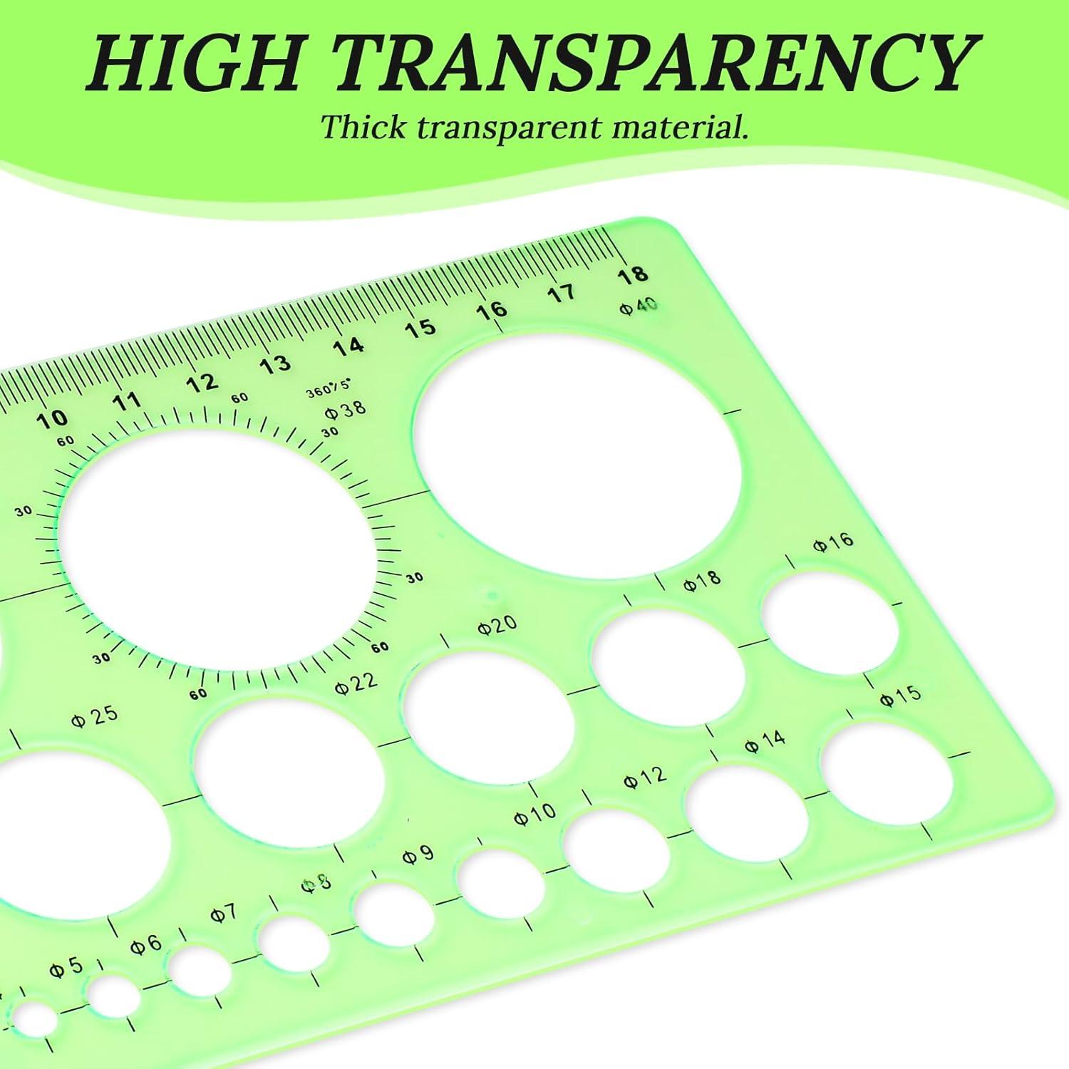 Plantillas de Dibujo Geométrico Dimeho 4 Pcs Plástico Verde