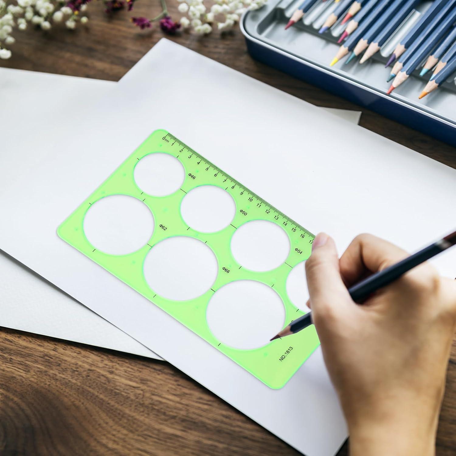 Plantillas de Dibujo Geométrico Dimeho 4 Pcs Plástico Verde