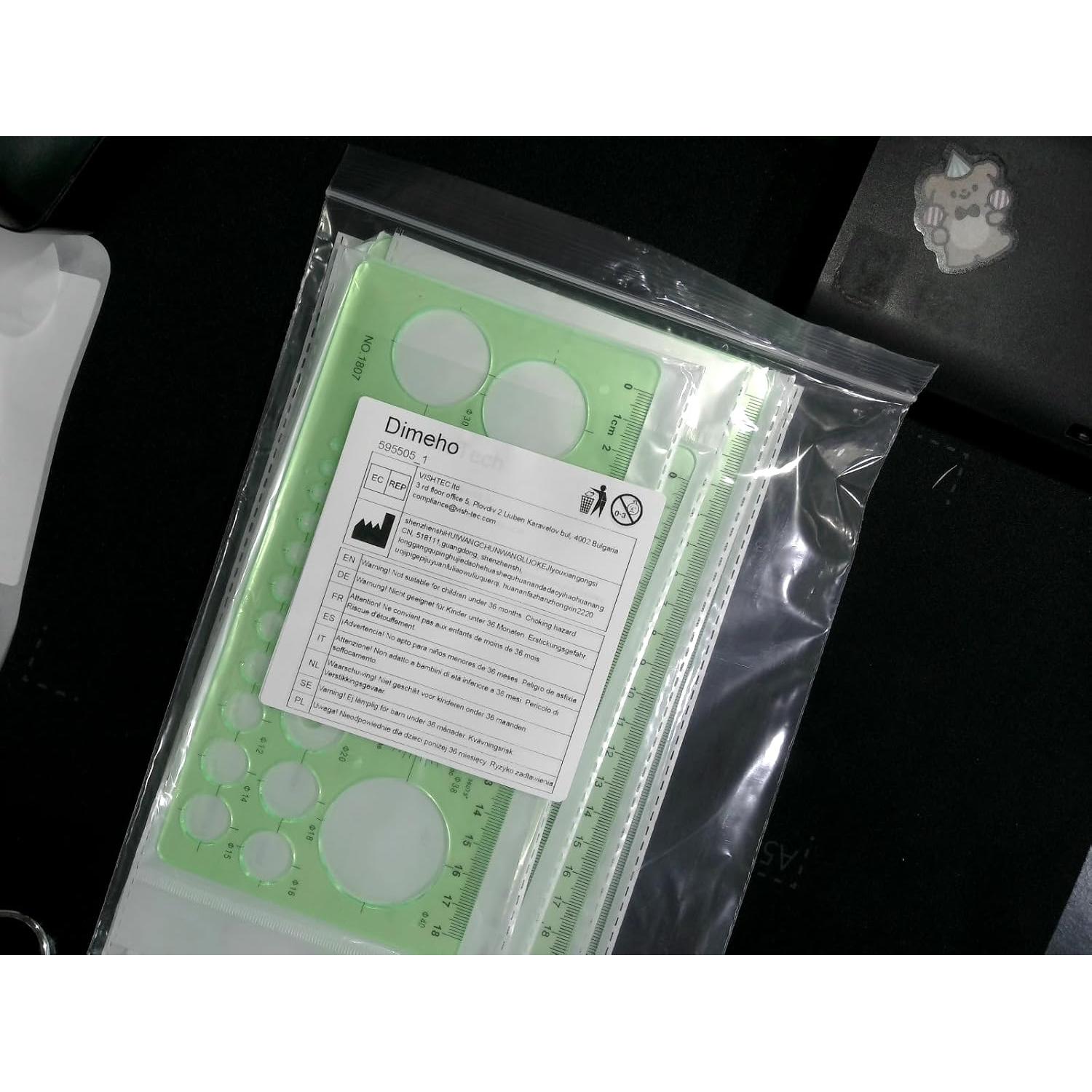 Plantillas de Dibujo Geométrico Dimeho 4 Pcs Plástico Verde