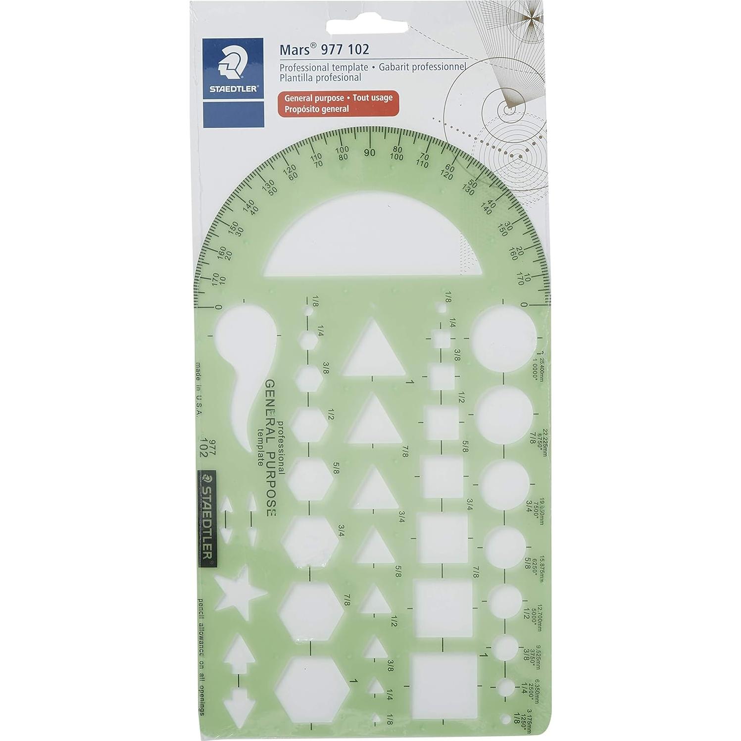 Plantilla Geométrica STAEDTLER 24.1 x 14 cm con Transportador