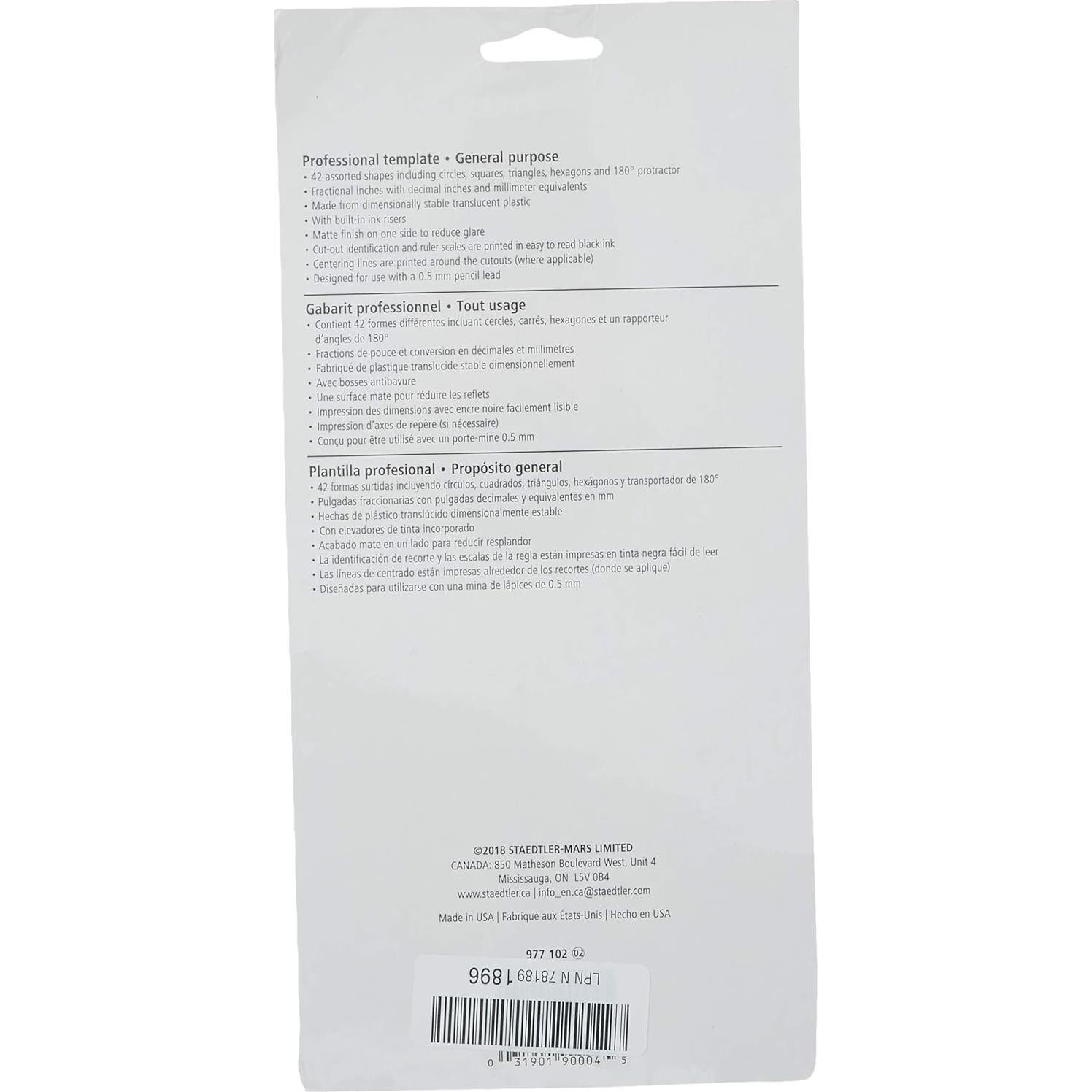 Plantilla Geométrica STAEDTLER 24.1 x 14 cm con Transportador