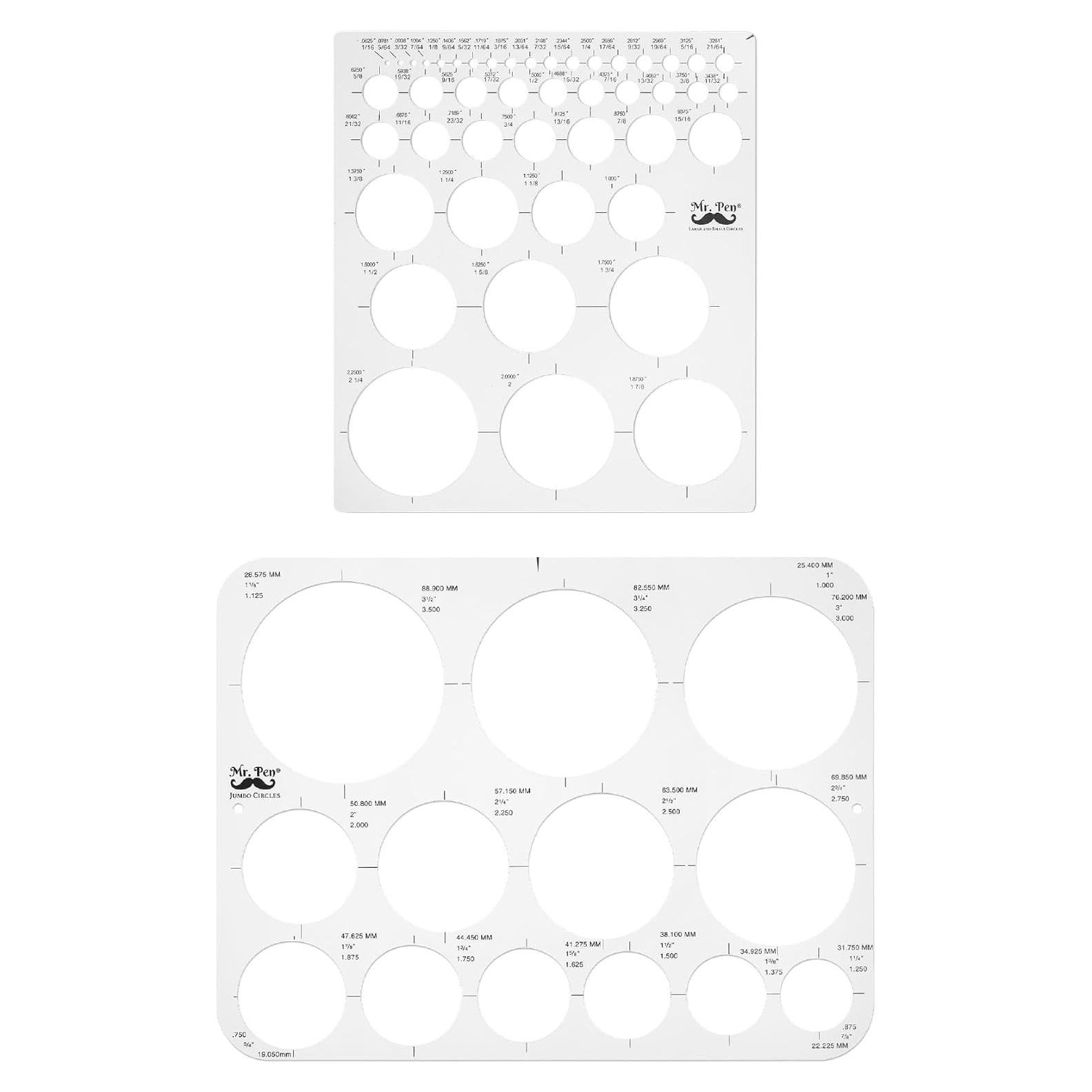 Plantillas de Círculo Mr. Pen - 2 Piezas, Plástico Transparente
