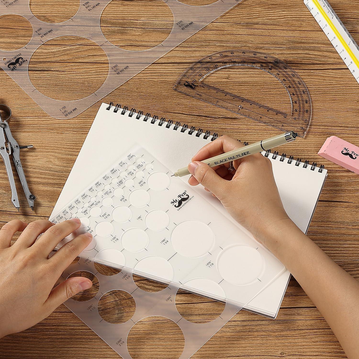 Plantillas de Círculo Mr. Pen - 2 Piezas, Plástico Transparente