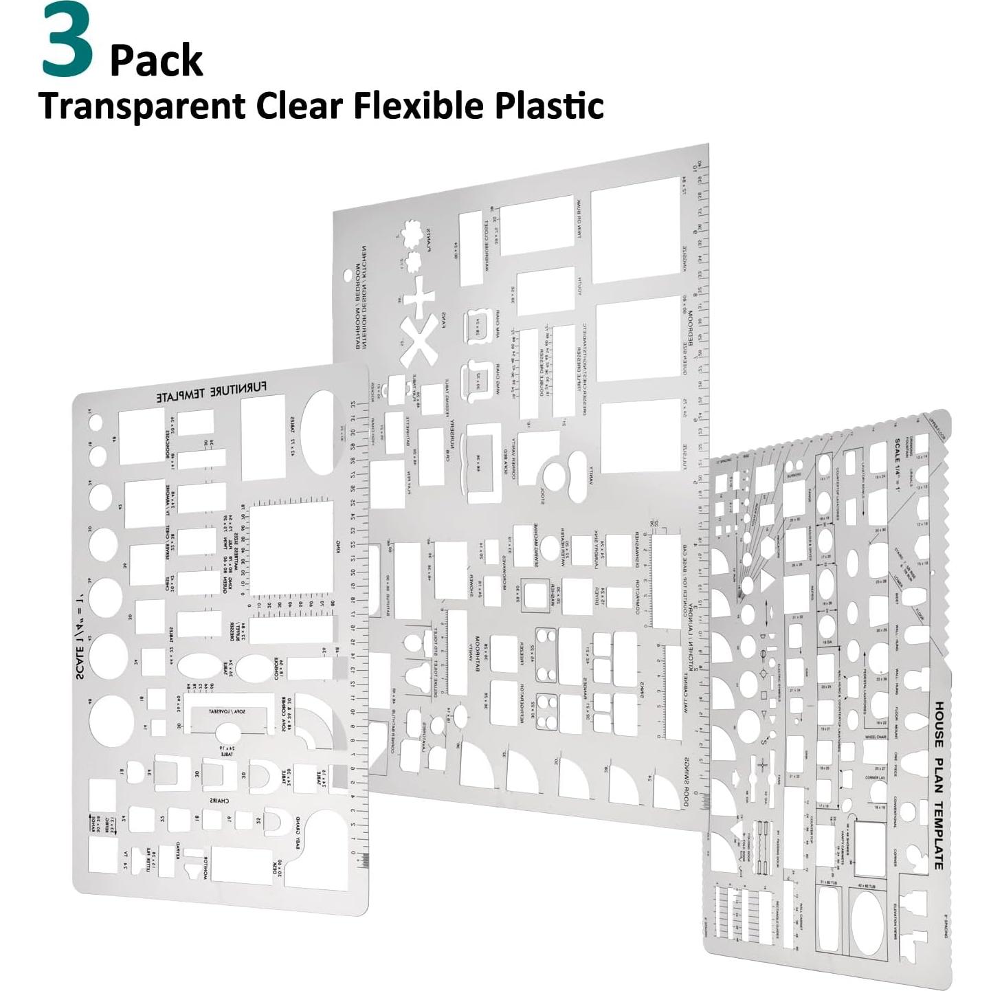 Set de Plantillas de Dibujo Arquitectónico ALLWIN - 3 Piezas
