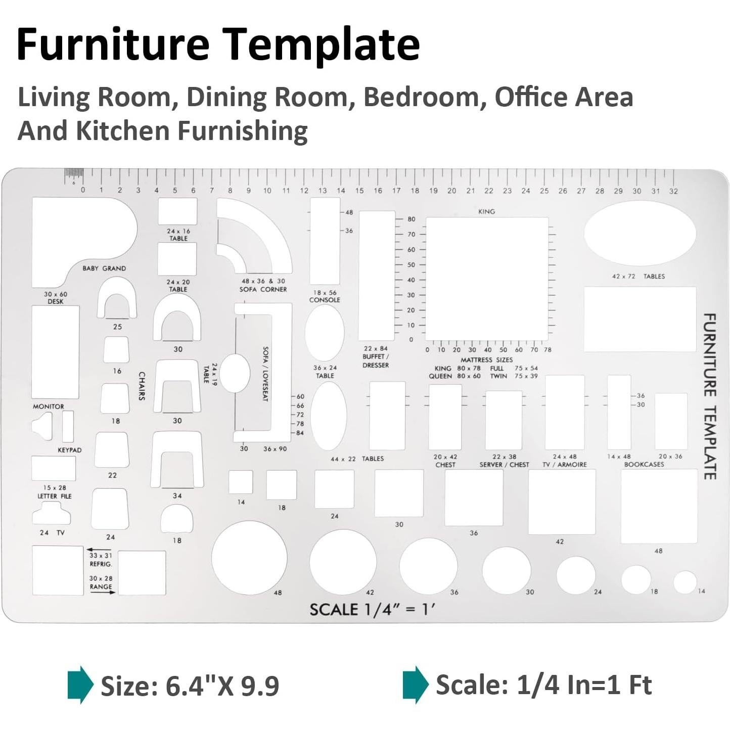 Set de Plantillas de Dibujo Arquitectónico ALLWIN - 3 Piezas