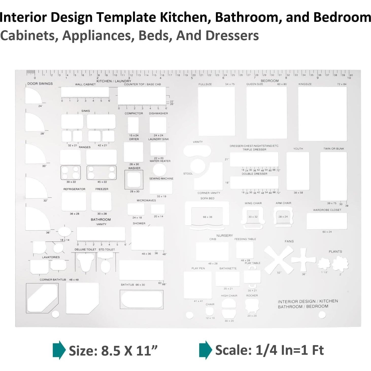 Set de Plantillas de Dibujo Arquitectónico ALLWIN - 3 Piezas