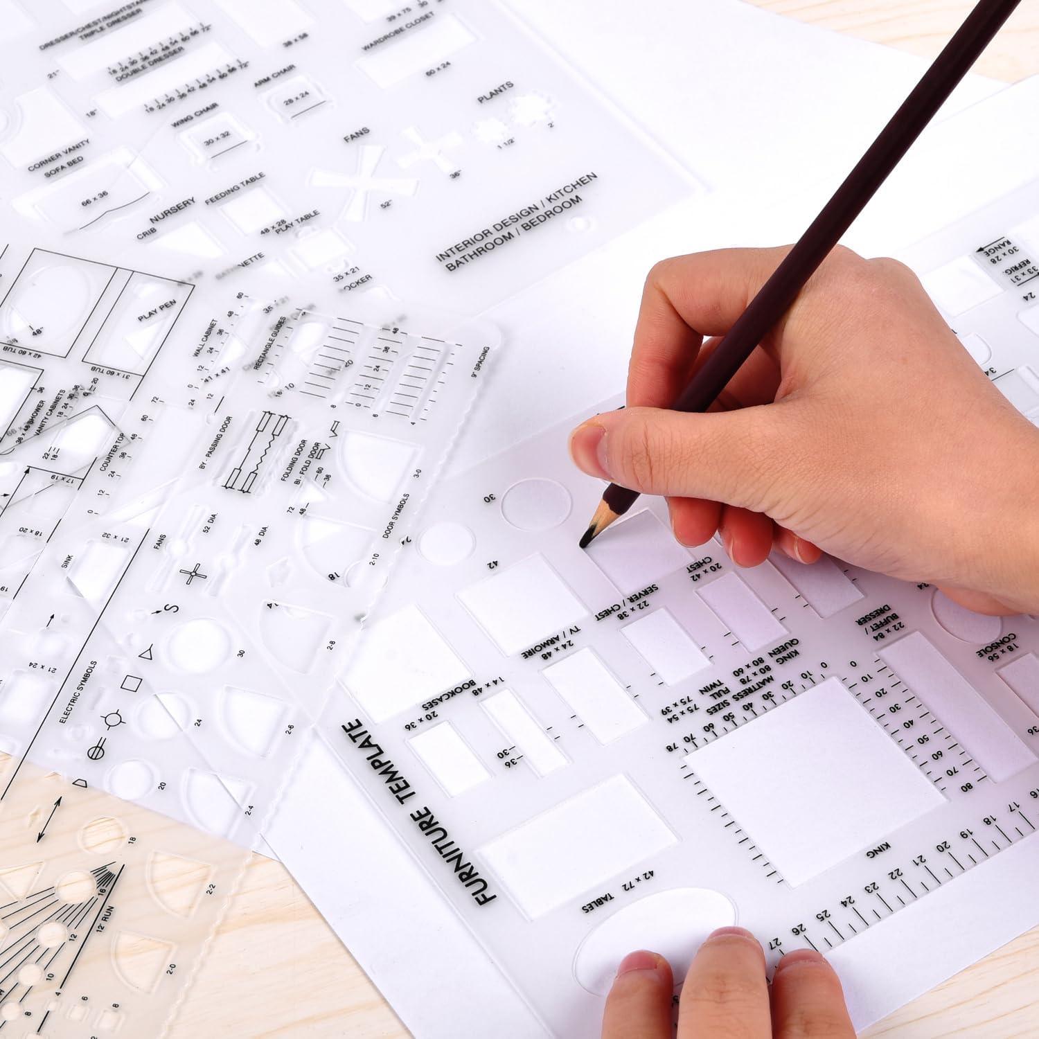 Set de Plantillas de Dibujo Arquitectónico ALLWIN - 3 Piezas