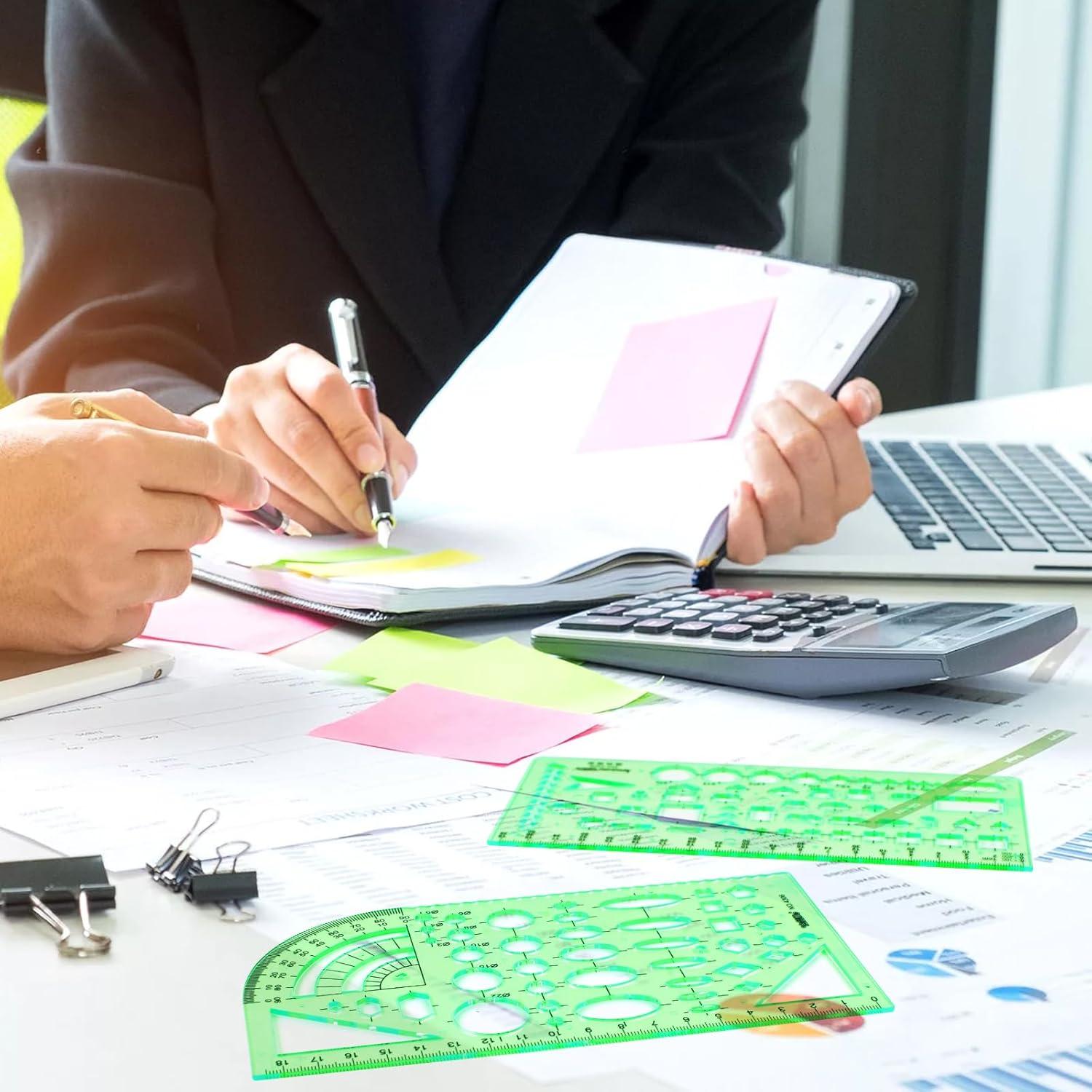 Plantillas de Dibujo Geométrico 11PCS Plástico Verde