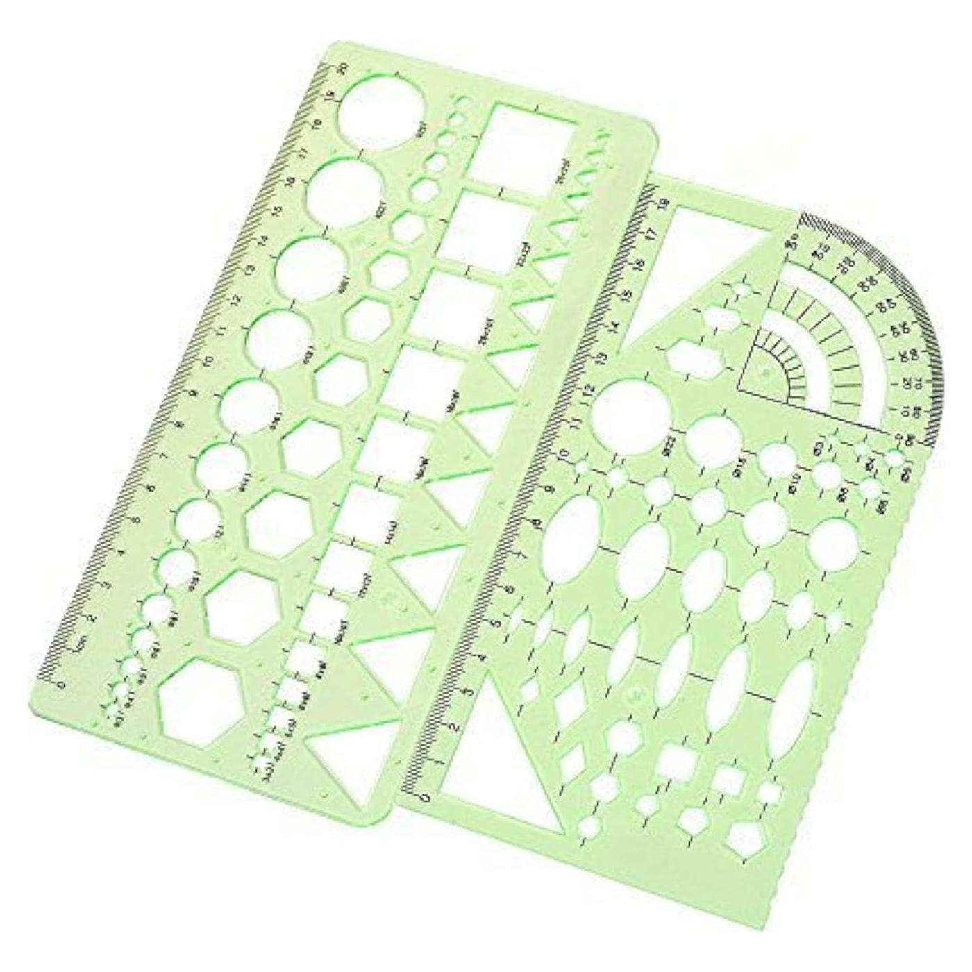 Plantillas de Medición Geométricas CSPRING 2PCS Verde 21.8x10.4cm