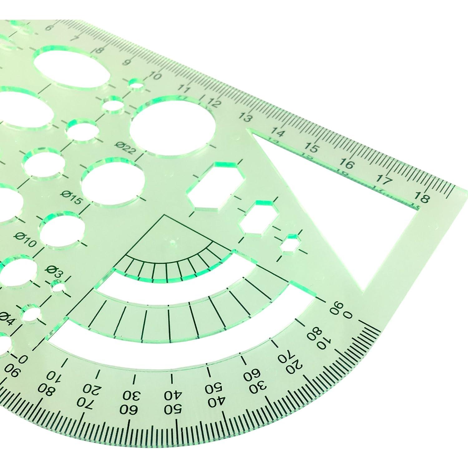 Plantillas de Medición Geométricas CSPRING 2PCS Verde 21.8x10.4cm