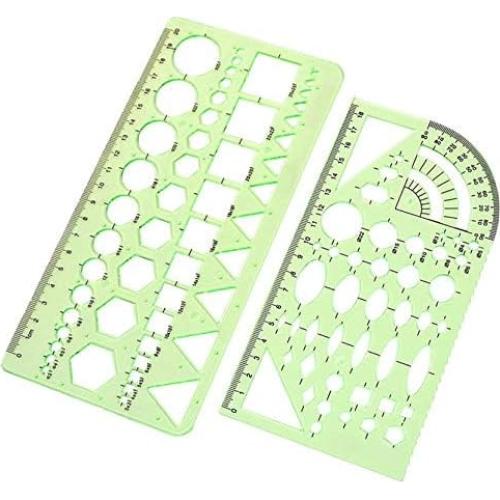 Plantillas de Medición Geométricas CSPRING 2PCS Verde 21.8x10.4cm