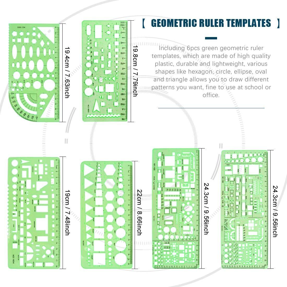 Set de Plantillas de Medición Glarks 16 Piezas Geométricas