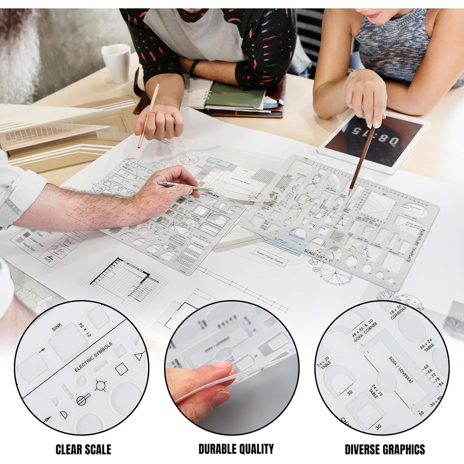 Zonon Kit de Plantillas de Dibujo y Reglas Geométricas 30.48 cm