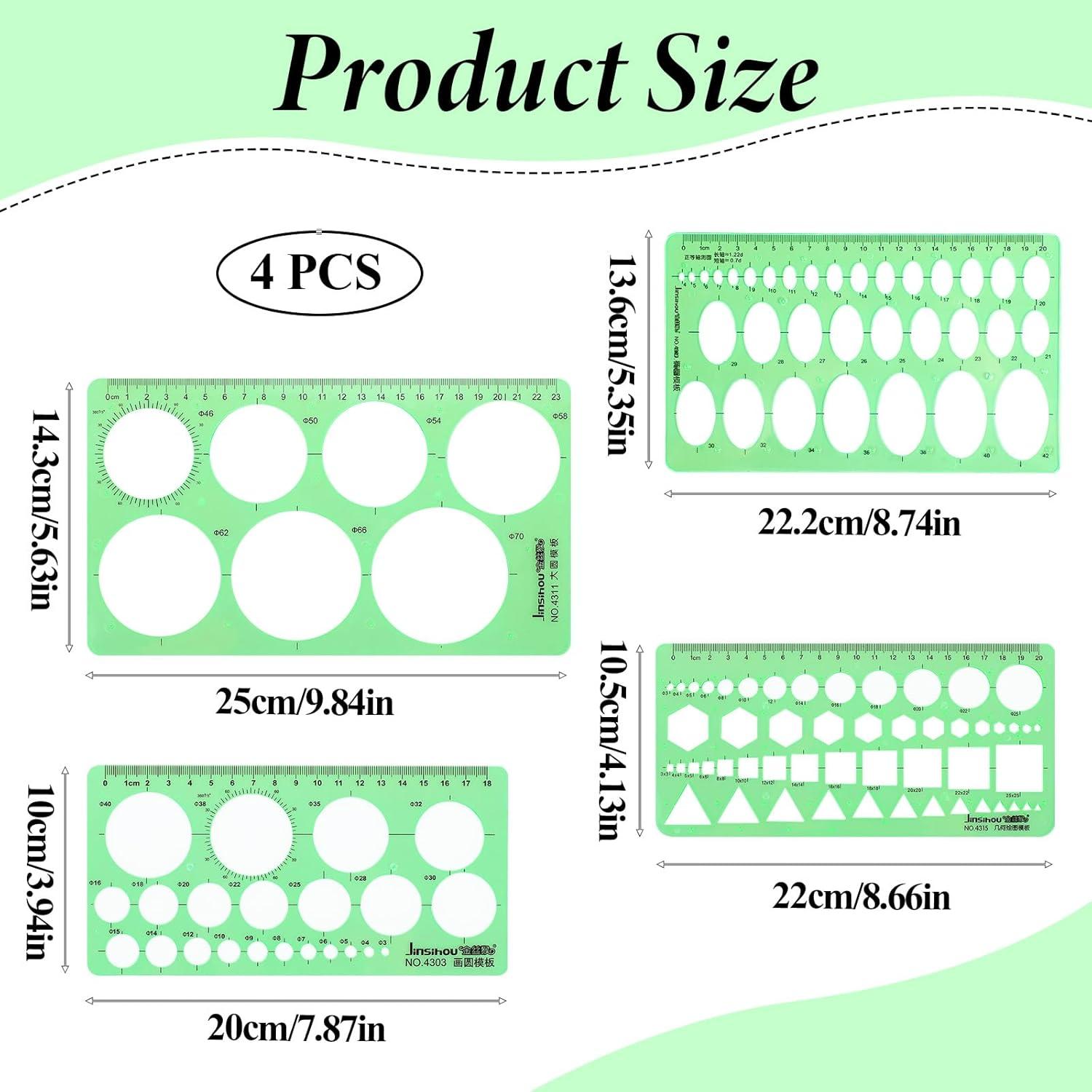 4 Piezas Plantillas Geométricas Plástico Abeillo 2mm