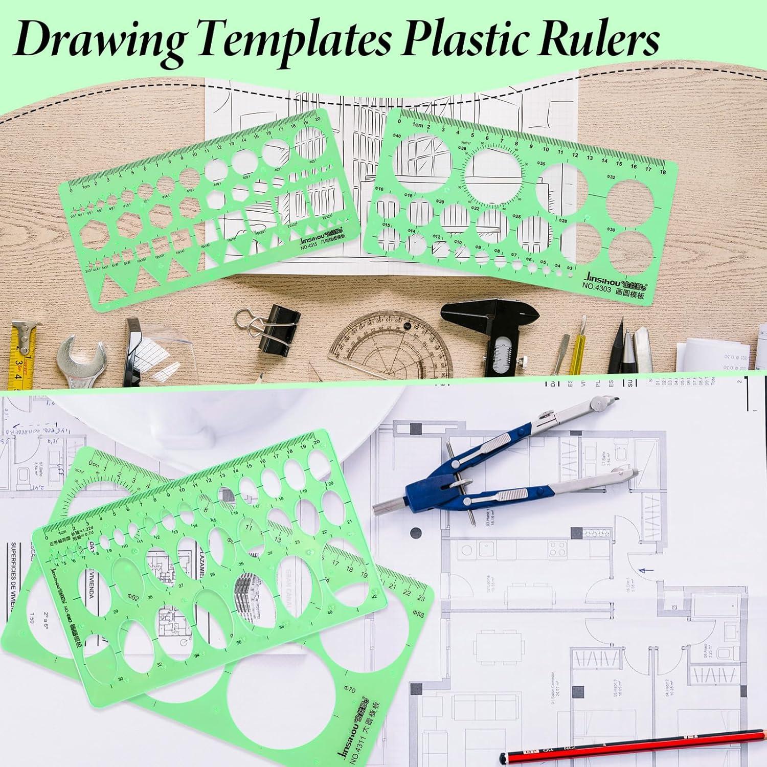 4 Piezas Plantillas Geométricas Plástico Abeillo 2mm