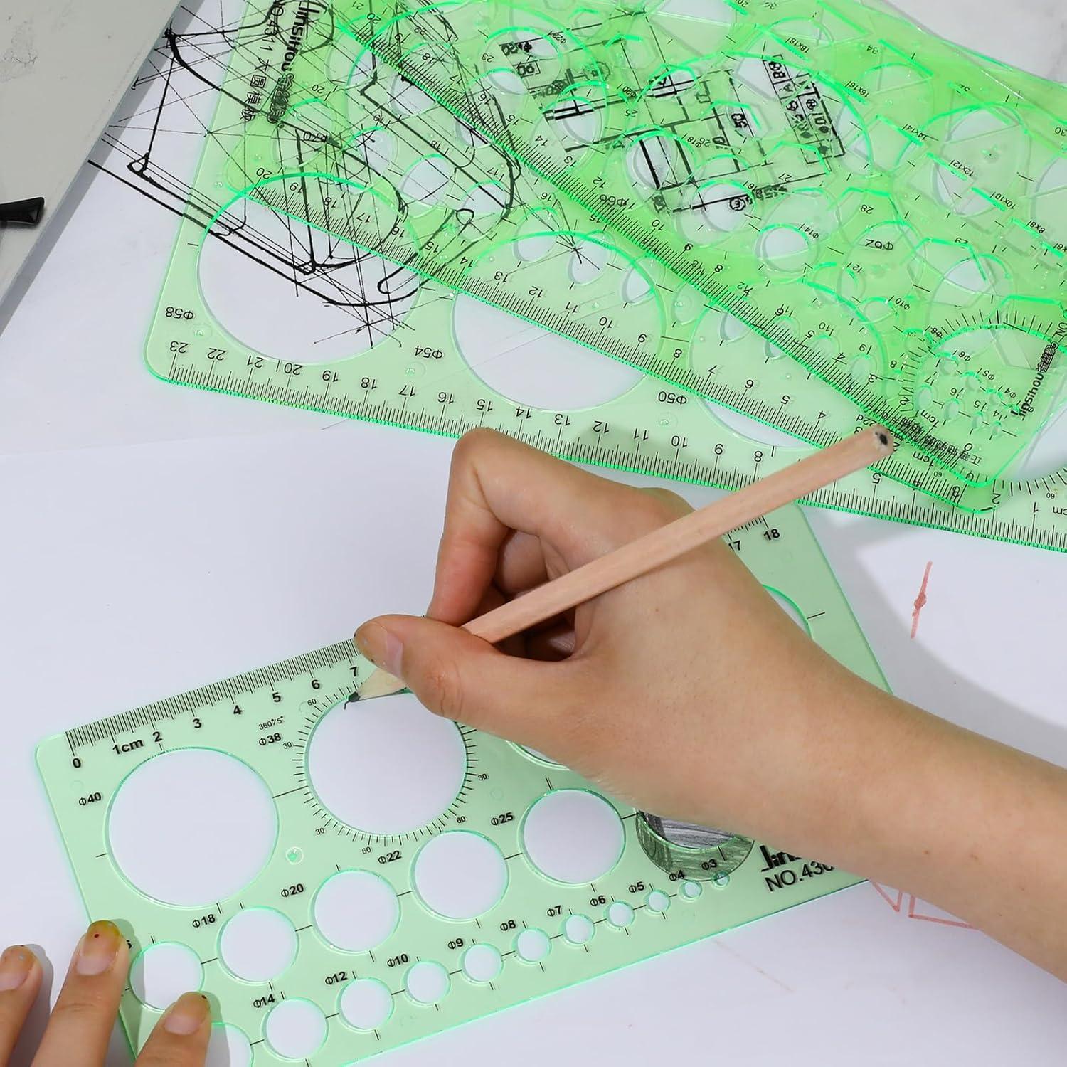 4 Piezas Plantillas Geométricas Plástico Abeillo 2mm