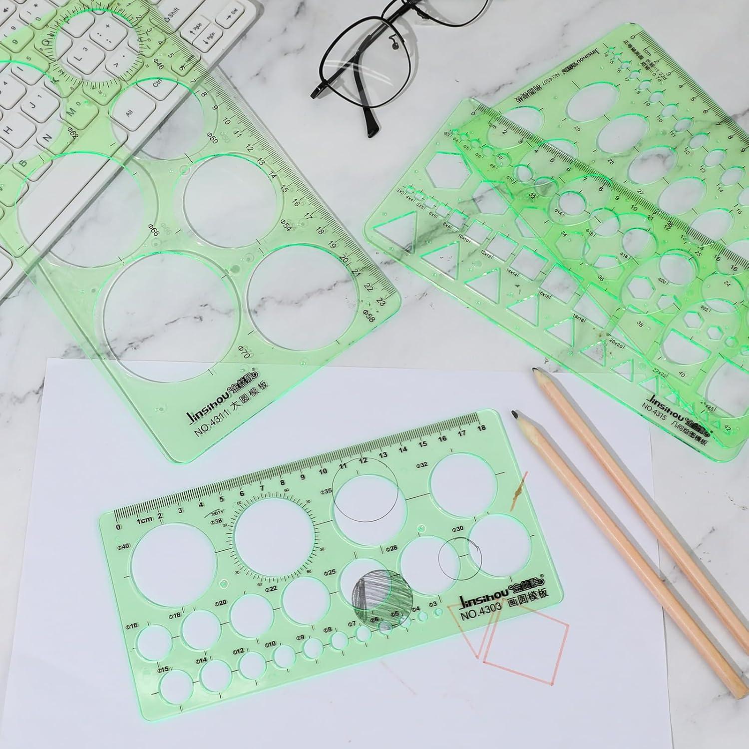 4 Piezas Plantillas Geométricas Plástico Abeillo 2mm