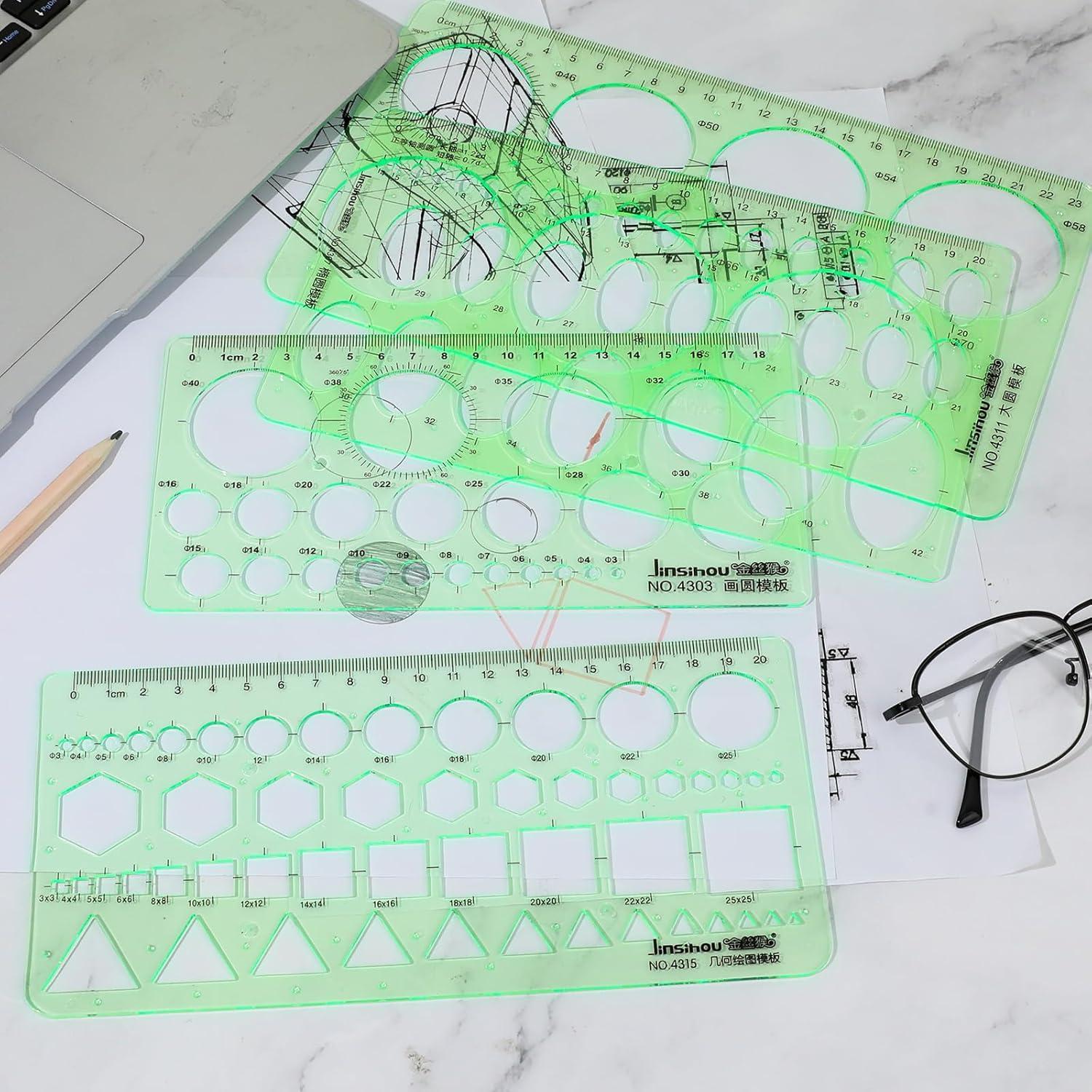 4 Piezas Plantillas Geométricas Plástico Abeillo 2mm