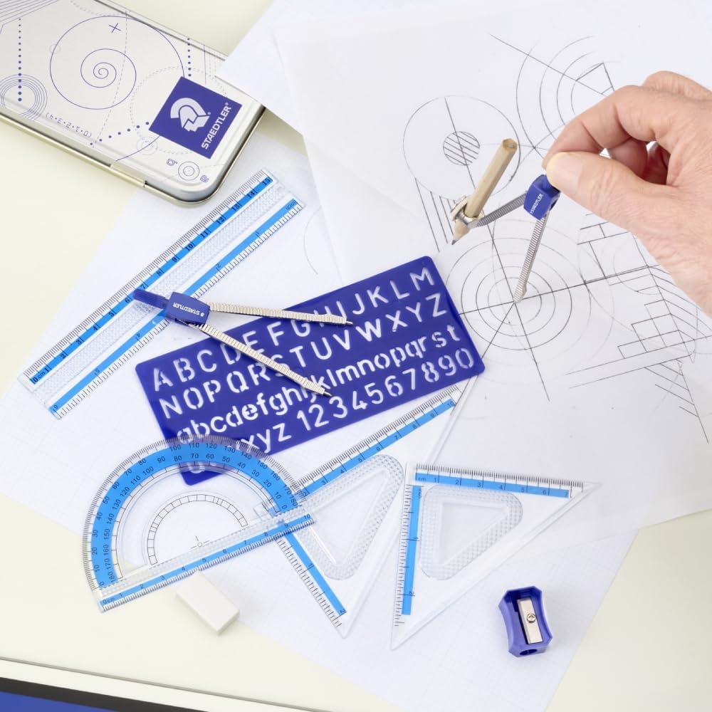 Set de Matemáticas STAEDTLER 10 Piezas con Compás y Escuadras