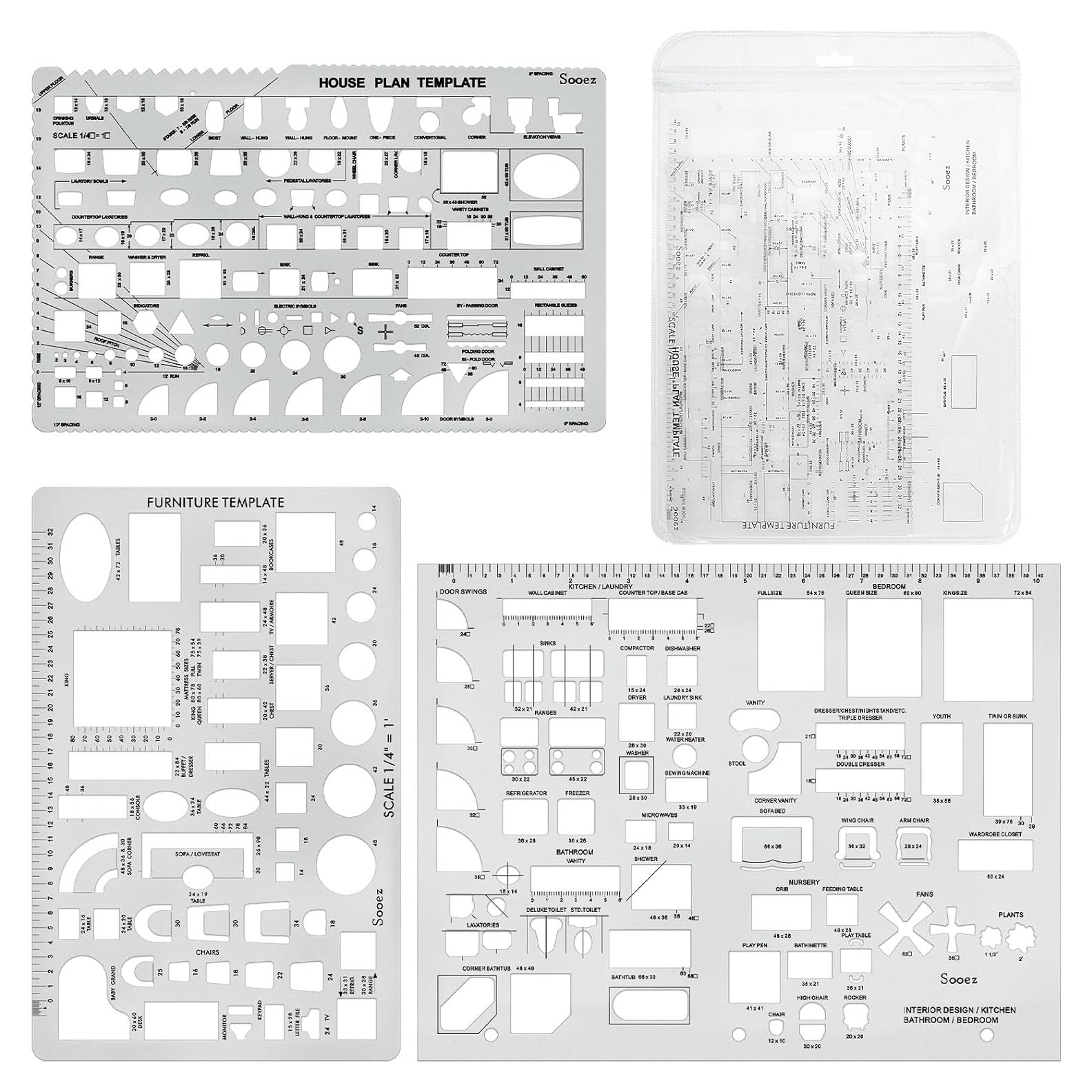 Set de 3 Plantillas Arquitectónicas Sooez - Diseño Interior