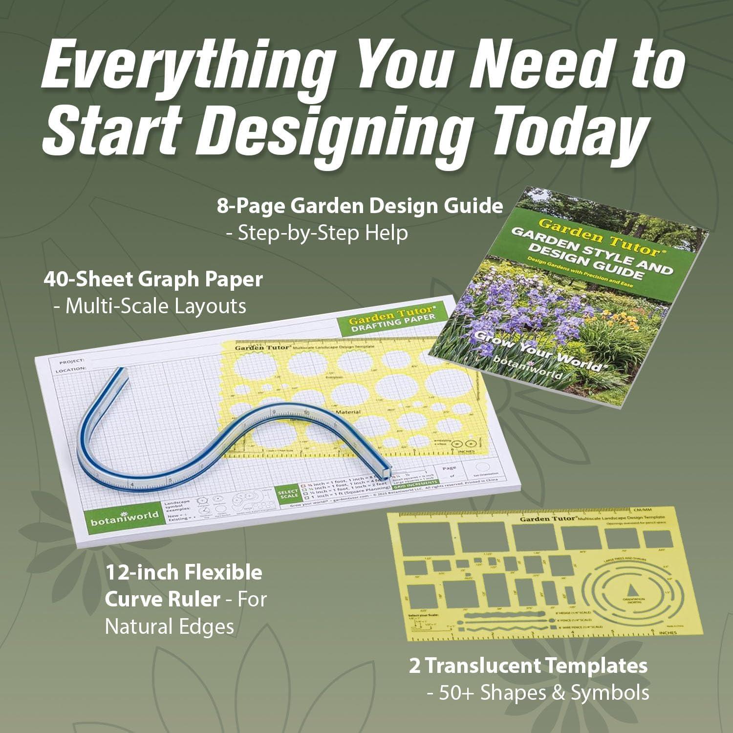 Kit de Diseño de Jardín Garden Tutor - Plantillas y Regla Flexible