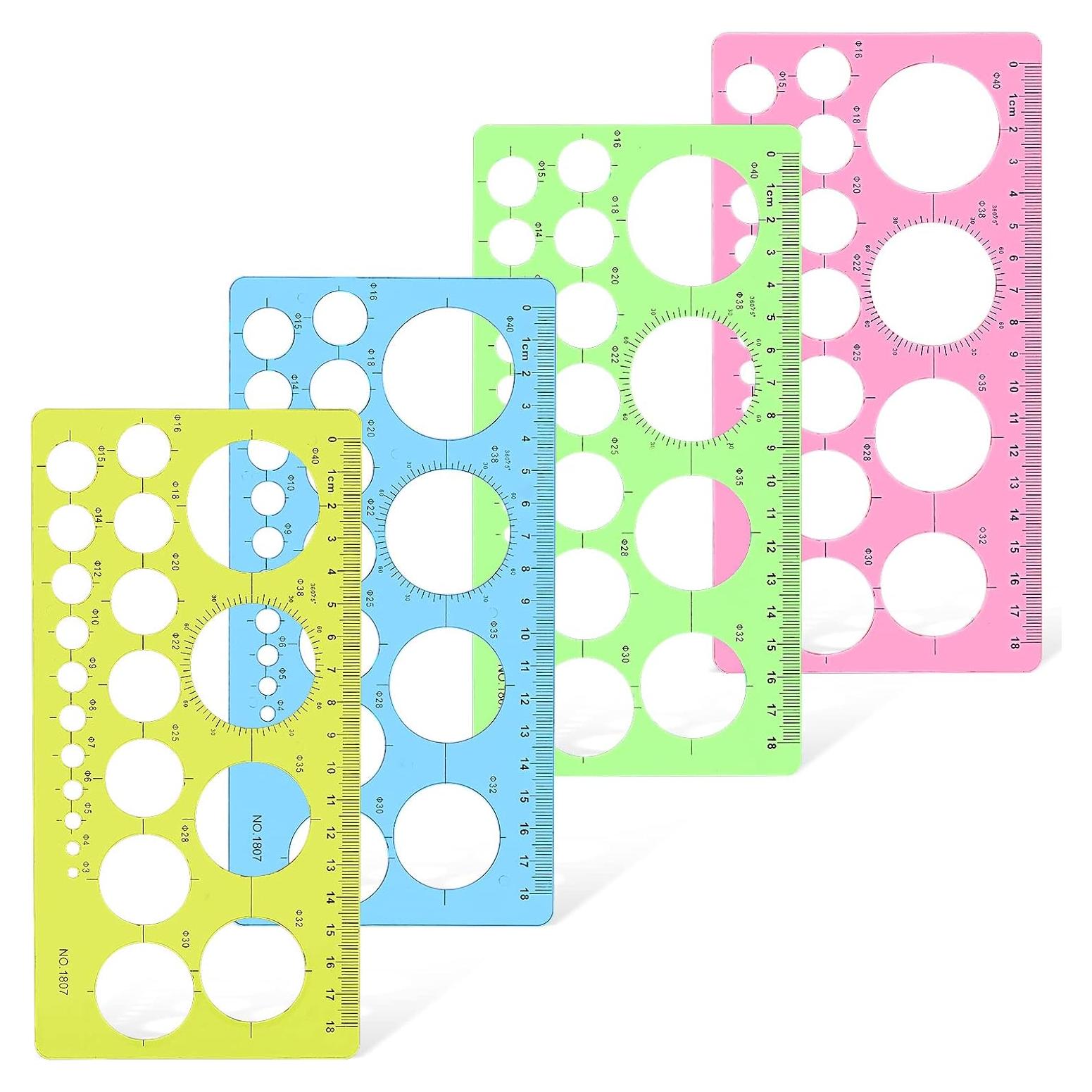 Juego de Plantillas de Círculo Pnytty - 4 Pcs Herramientas de Dibujo