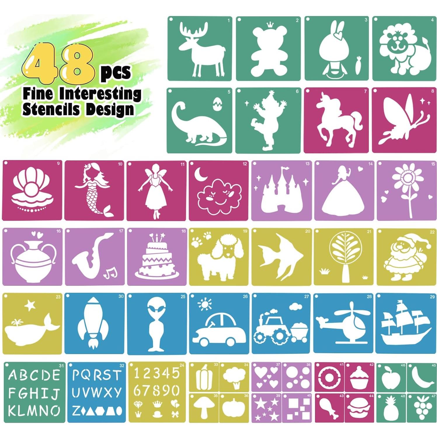 48 Plantillas Reutilizables Komezen para Niños - 20.32 cm