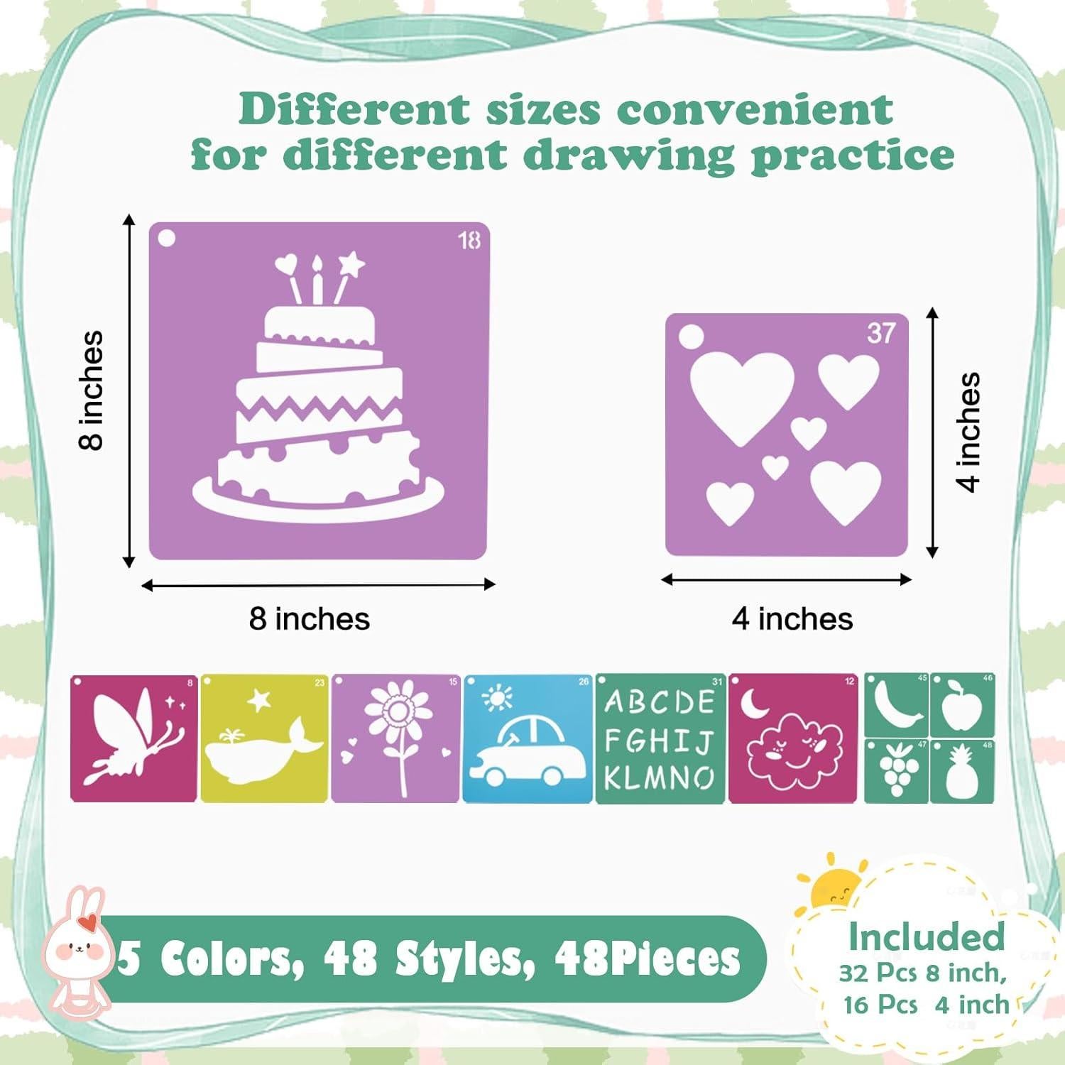 48 Plantillas Reutilizables Komezen para Niños - 20.32 cm