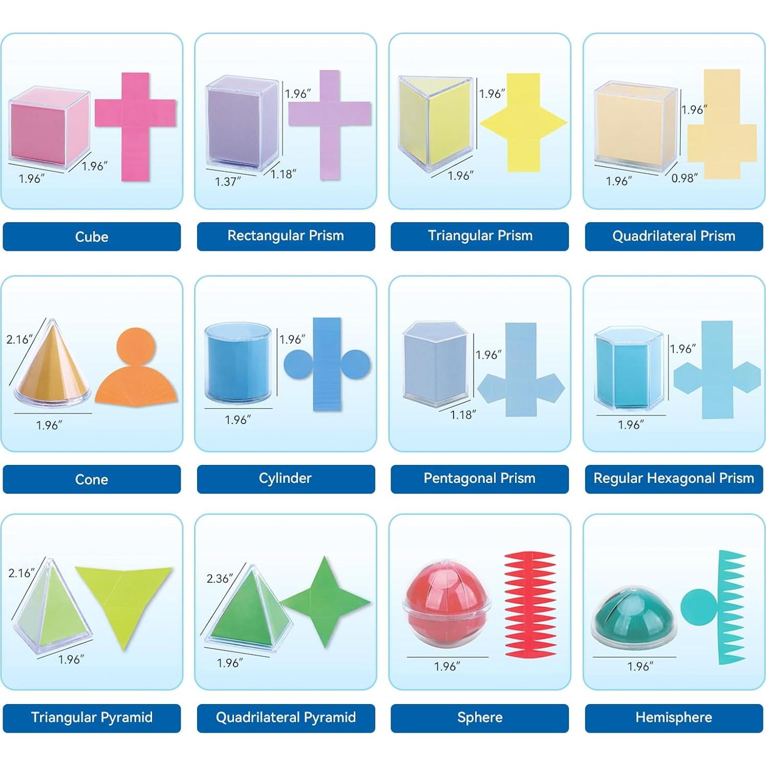 Conjunto de Formas Geométricas 3D Yichushisu - 12 Piezas 5 cm