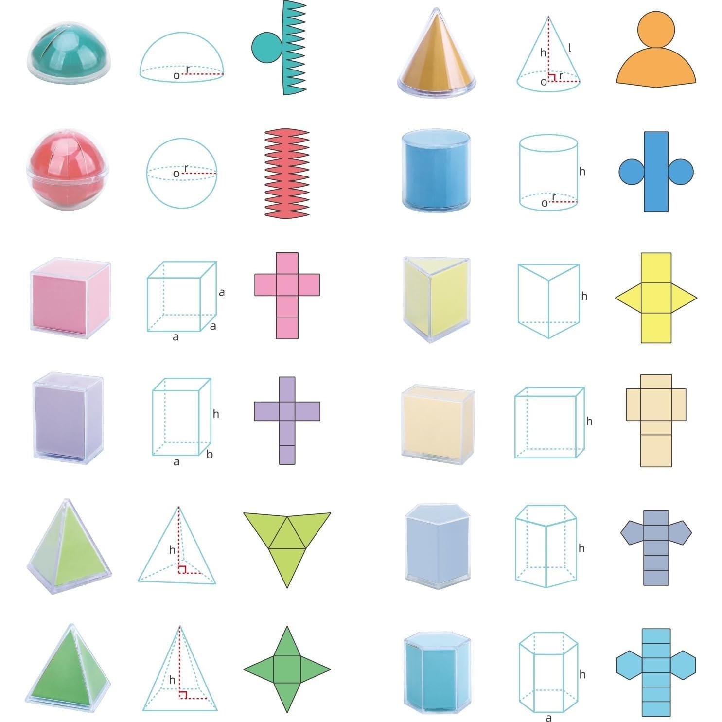 Conjunto de Formas Geométricas 3D Yichushisu - 12 Piezas 5 cm