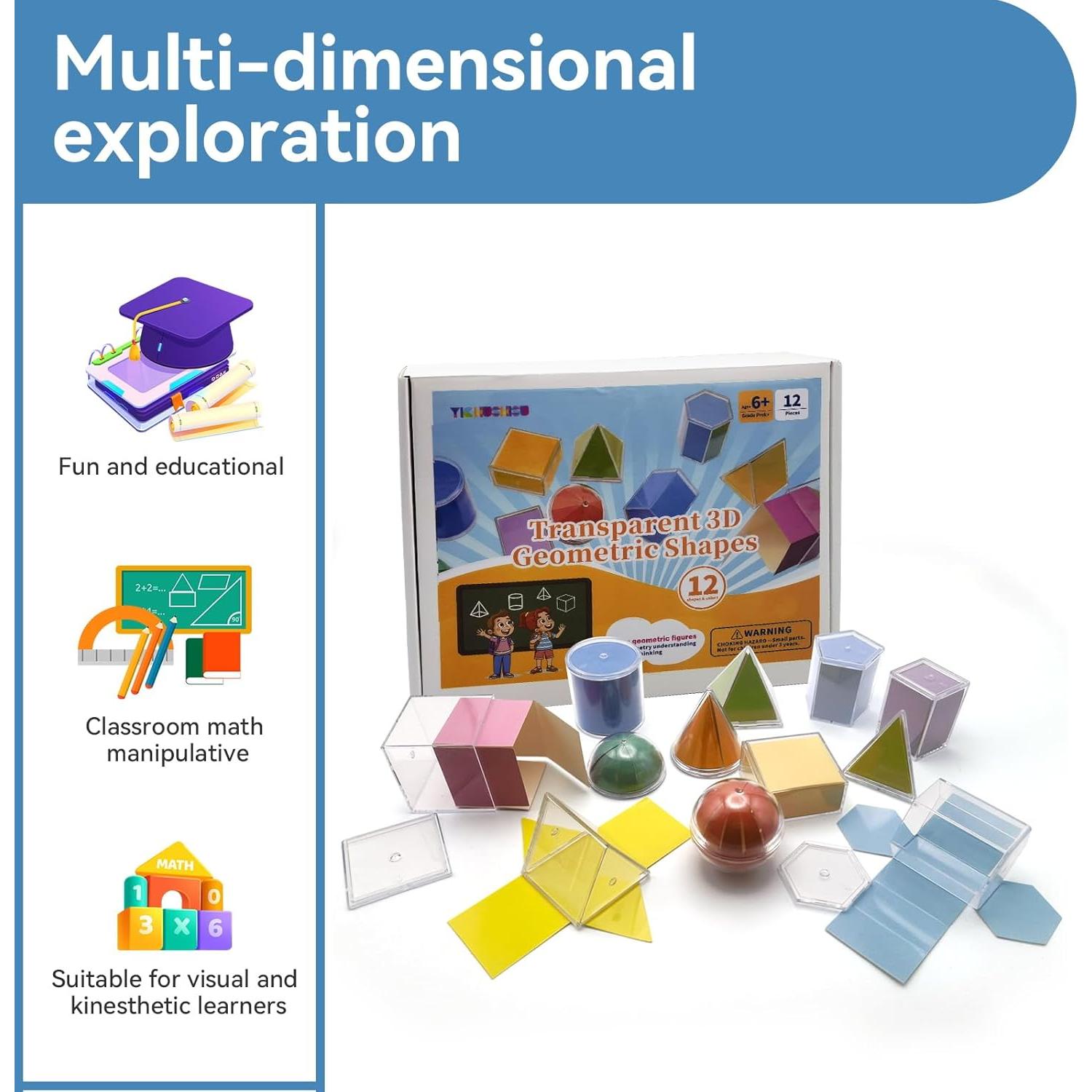 Conjunto de Formas Geométricas 3D Yichushisu - 12 Piezas 5 cm